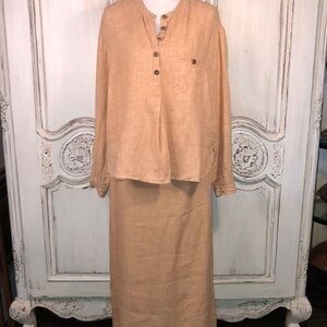 David Dart Collection 100% Pumpkin Latte Color Two Piece Top and Maxi Skirt Set